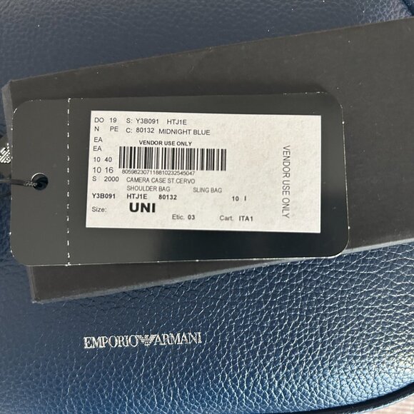 Emporio Armani Midnight Blue Leather Camera Case St Cervo Shoulder Bag - Picture 5 of 11